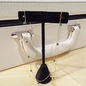 💚✨️14K Real Gold Necklace with Green Beads✨️💚